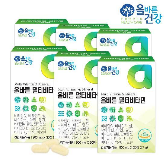 <b>올바른</b> 멀티<b>비타민</b> 900mg x 30정 6박스