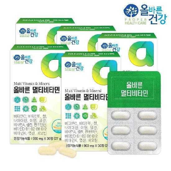 <b>올바른</b> 멀티<b>비타민</b> 900mg x 30정 5박스 +쇼핑백