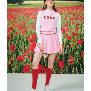 [르꼬끄 골프] 여성 솔리드 오비밴드 플리츠 스커트 (GQ122LSK14) GQ122LSK14_PINK