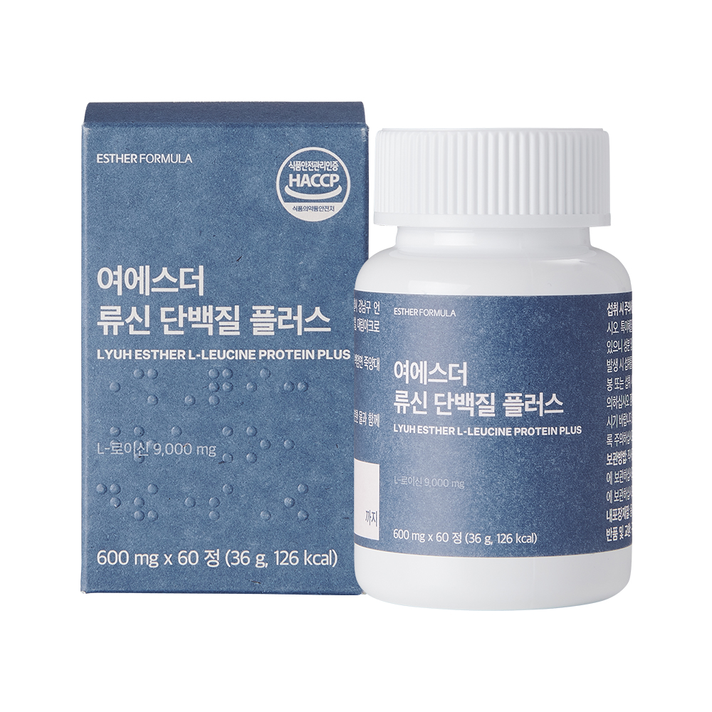 큐어라벨 에스더포뮬러 여에스더 <b>류신</b> 단백질 플러스 600mg x 60정, 1개