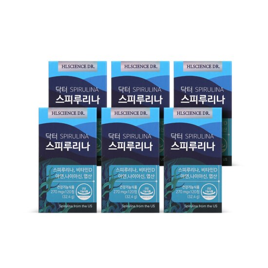 닥터 스피루리나 6박스 (6개월분) 하와이산 <b>피부</b>건강 항산화 비타민D 아연 엽산