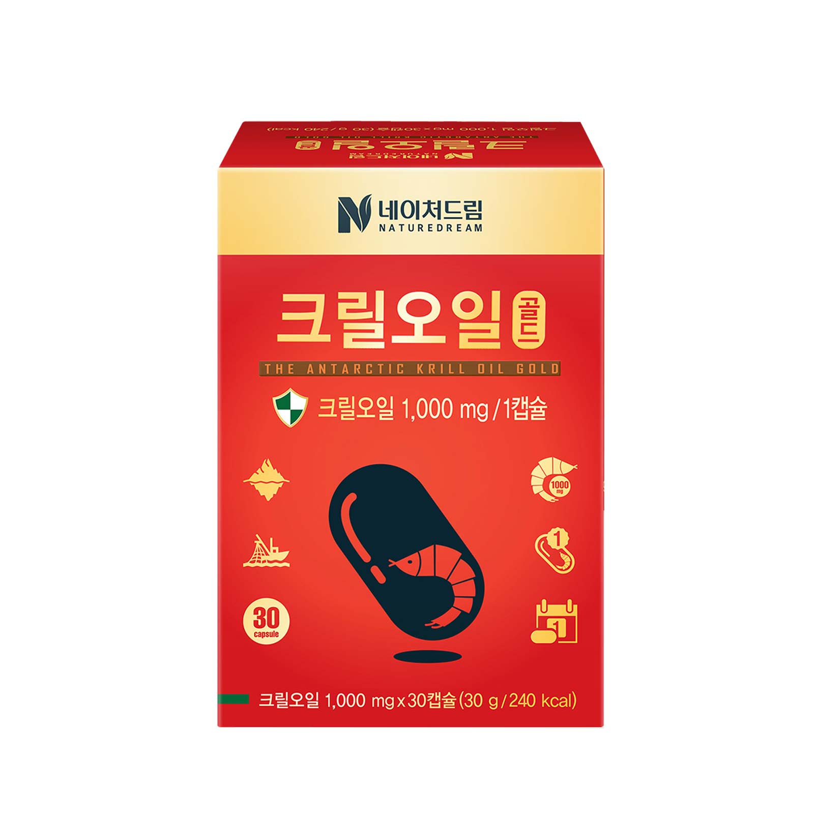 <b>네이처드림 크릴오일</b> 골드 1000mg x 30캡슐, 1개