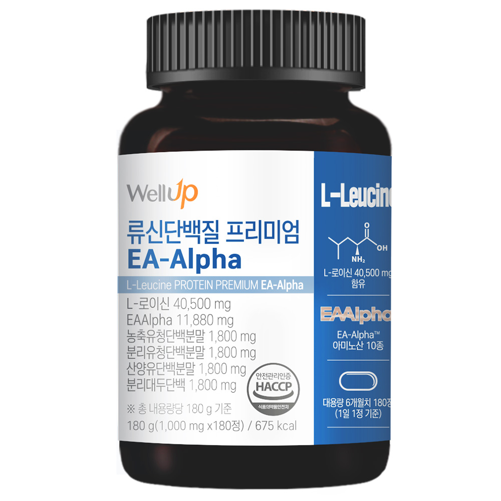 엠에스바이오텍 RAWEL 웰업 <b>류신</b>단백질 프리미엄 EA-Alpha 1000mg x 180정, 1개