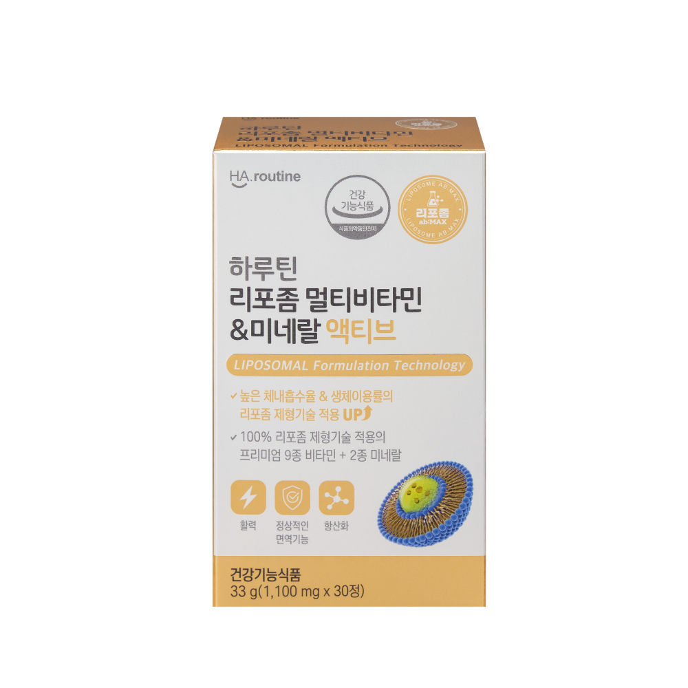 하루틴 리포좀 멀티<b>비타민</b> 미네랄 <b>액티브</b> 1100mg x 30정, 3개