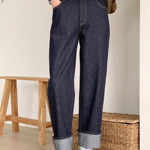 이놀라 데님 팬츠[데님팬츠,롤업,데님,청바지,밴딩청바지,밴딩데님,일자핏,일자데님,3196]