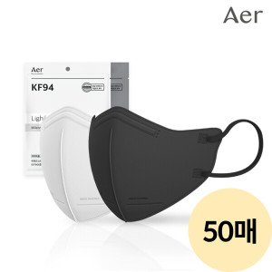 아에르 (현대Hmall)아에르 스탠다드 라이트핏 KF94 새부리형 컬러 마스크 50매 대형 / 중형 화이트 / 블랙