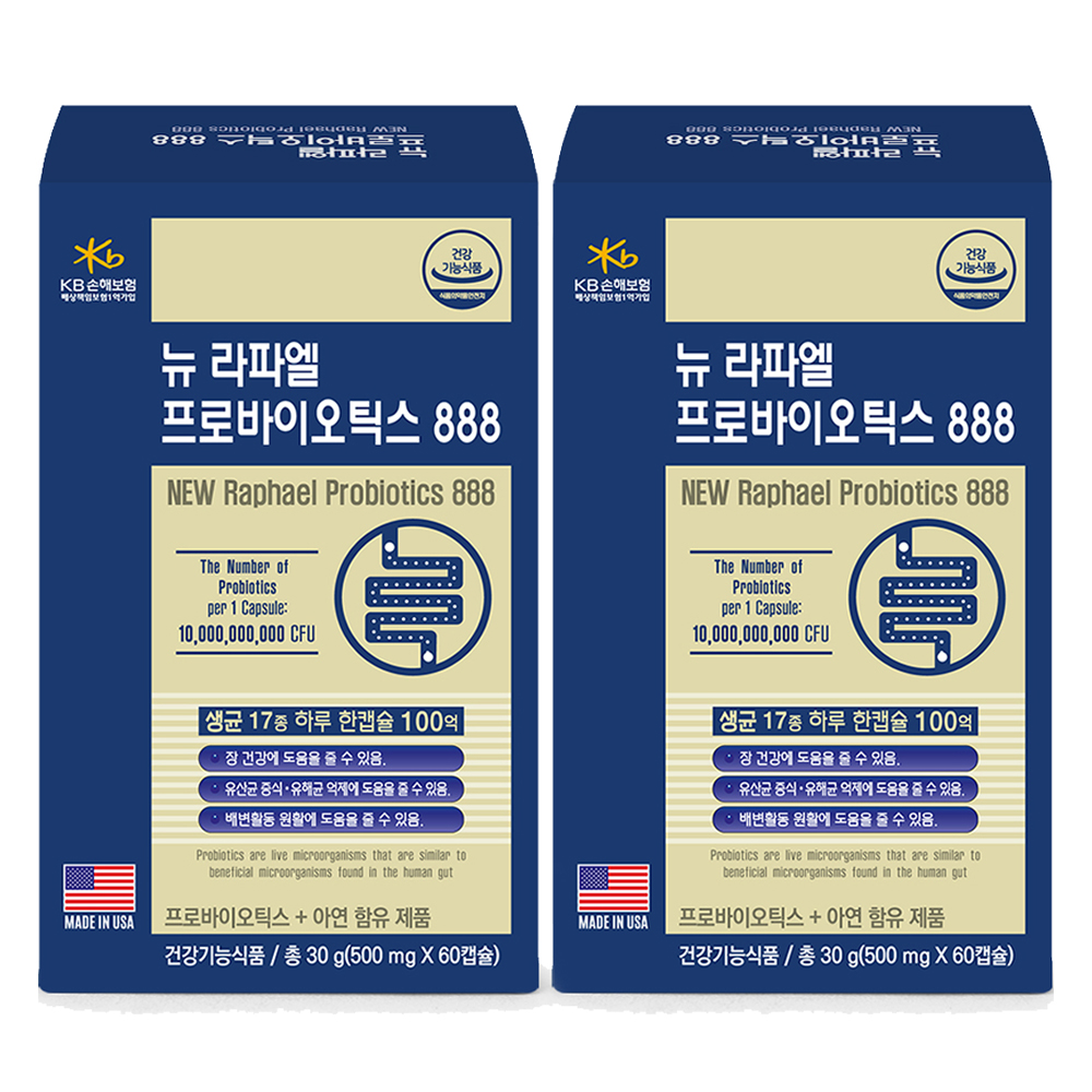 <b>라파엘</b> 뉴 <b>프로바이오틱스</b> 888 유산균 30g 60정, 2개