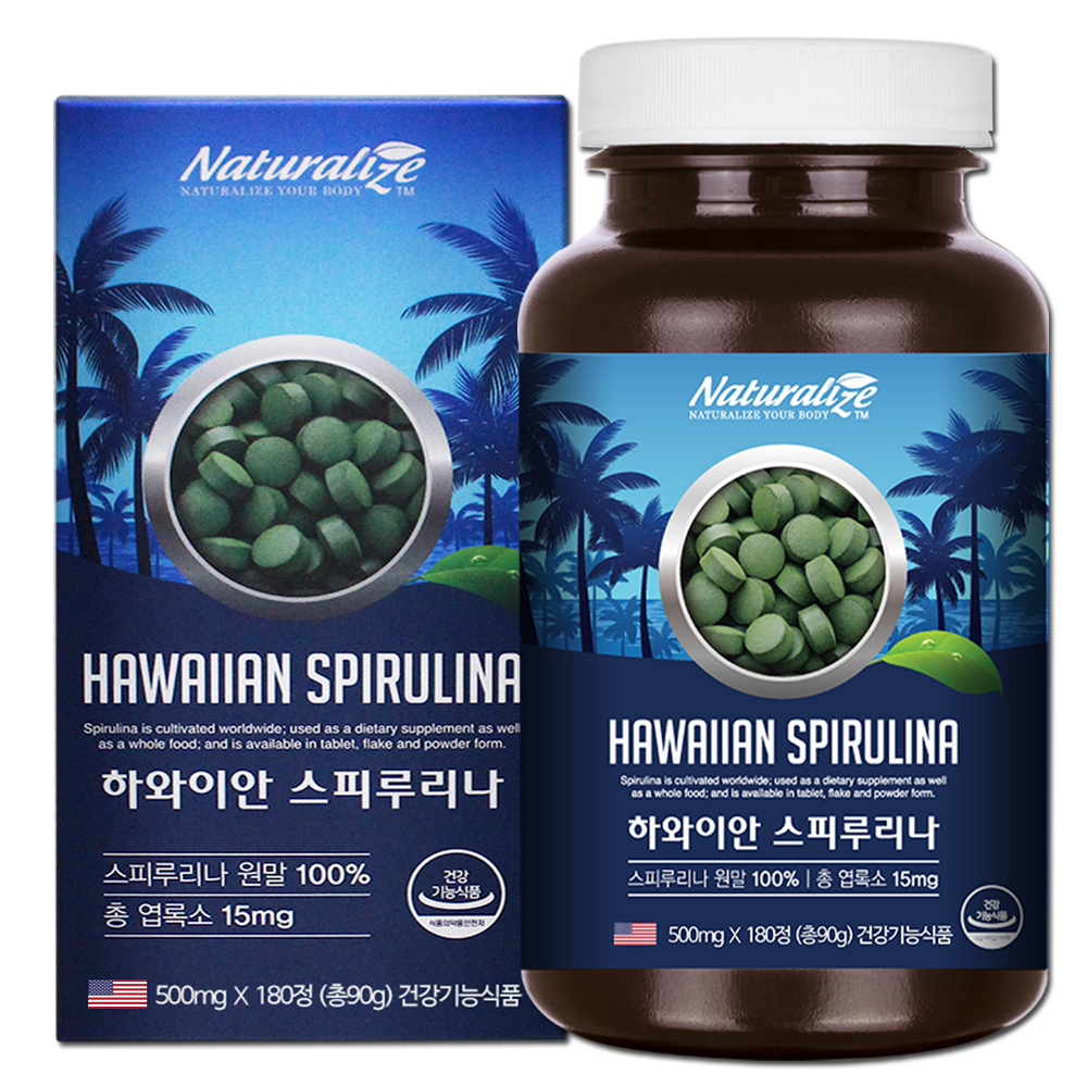 네추럴라이즈 <b>하와이안 스피루리나</b> 500mg x 60정, 1개