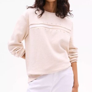 타미힐피거 여성 플래그 로고 스웨트셔츠 Beige Htr XW04703 ADZ
