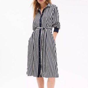타미힐피거 여성 스트라이프 미디 셔츠드레스 Navy XW04458 DW5