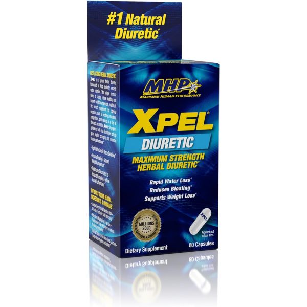 칼륨 신장 혈압 수분 유지 <b>MHP</b> Xpel 최대 강도 이뇨제 비타민 B6 민들레 뿌리 80캡슐  80 Capsules  1개  80정