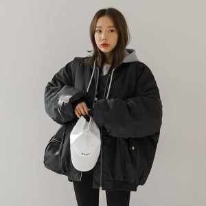 시크릿라벨 오버핏유니크후드항공점퍼