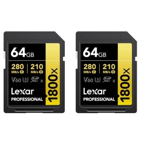 Lexar GOLD 시리즈 프로페셔널 1800x 64GB UHS-II SDXC 메모리 카드 2팩
