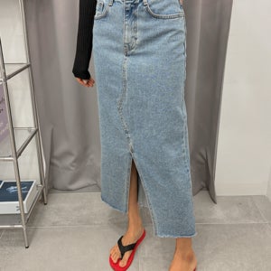 [5천장돌파/캐주얼] 앞트임롱데님스커트