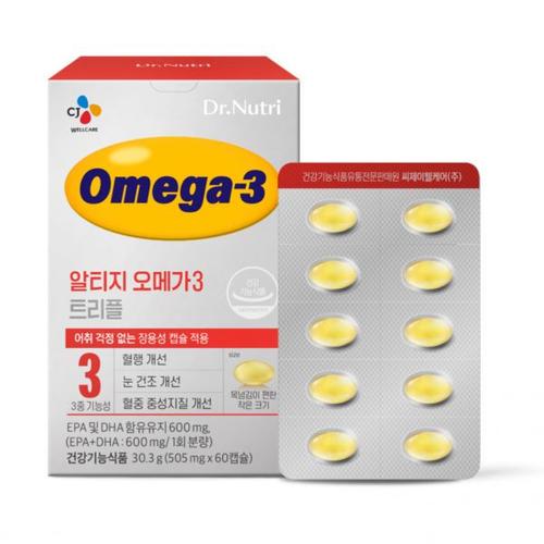 <b>CJ웰케어</b> 닥터뉴트리 알티지<b>오메가3</b> 트리플 505mg 60캡슐 1박스 717830