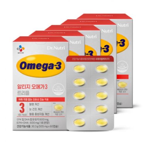 <b>CJ웰케어</b> 닥터뉴트리 알티지<b>오메가3</b> 트리플 505mg 60캡슐 x5박스 718033