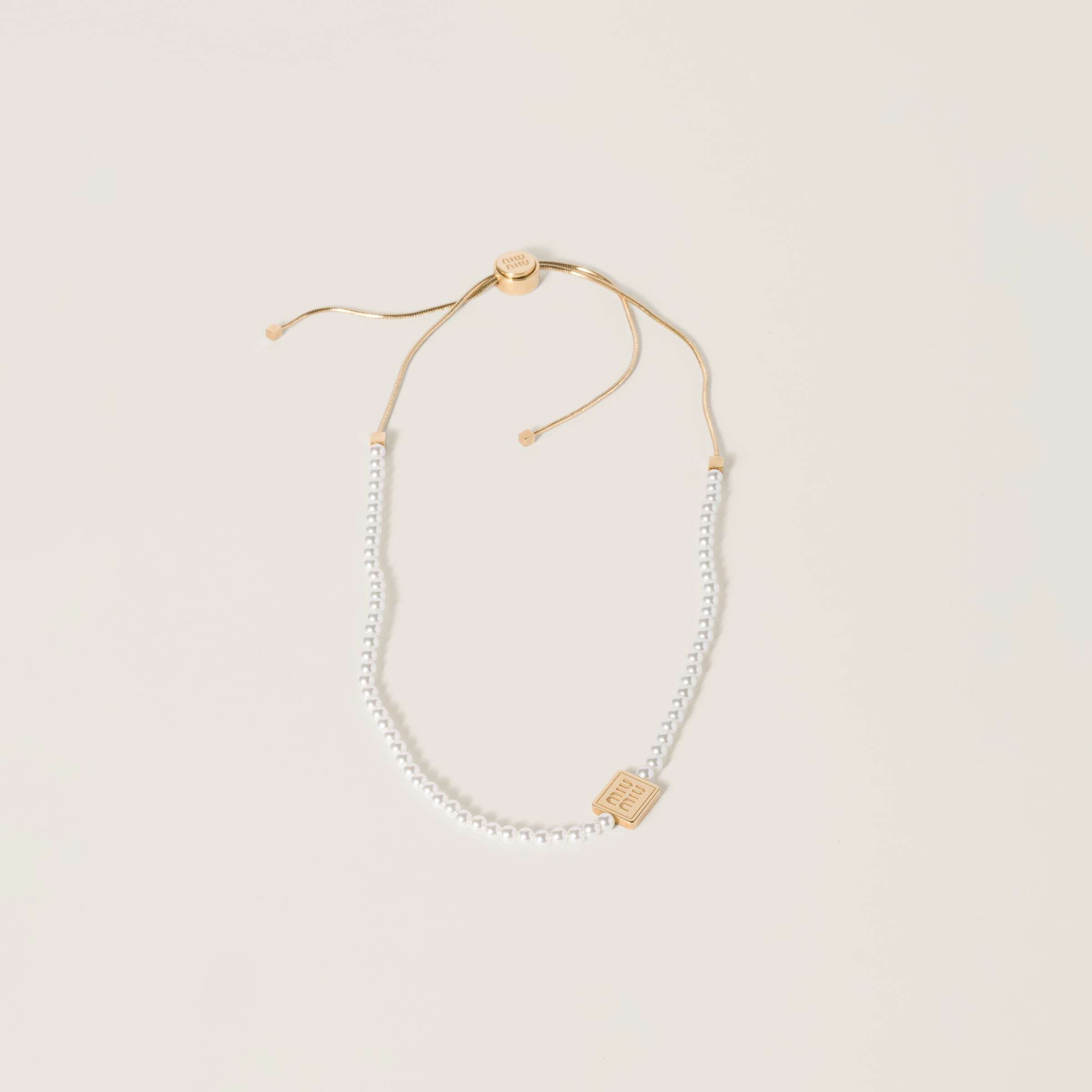 미우미우 진주 메탈 초커 목걸이 5IC066 2CVA F0SAJ Pearl and metal choker 125116784