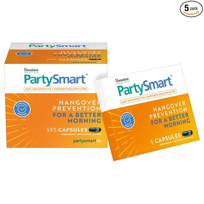 Himalaya PartySmart 25 capsules |Prevents hangover &amp; helps support liver. Herbal solution safe