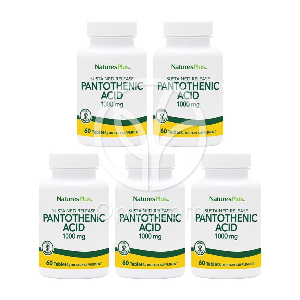 <b>네이처스플러스</b> 판토텐산 1000 mg 비타민 B5 60 타블렛 <b>NaturesPlus</b> 5개