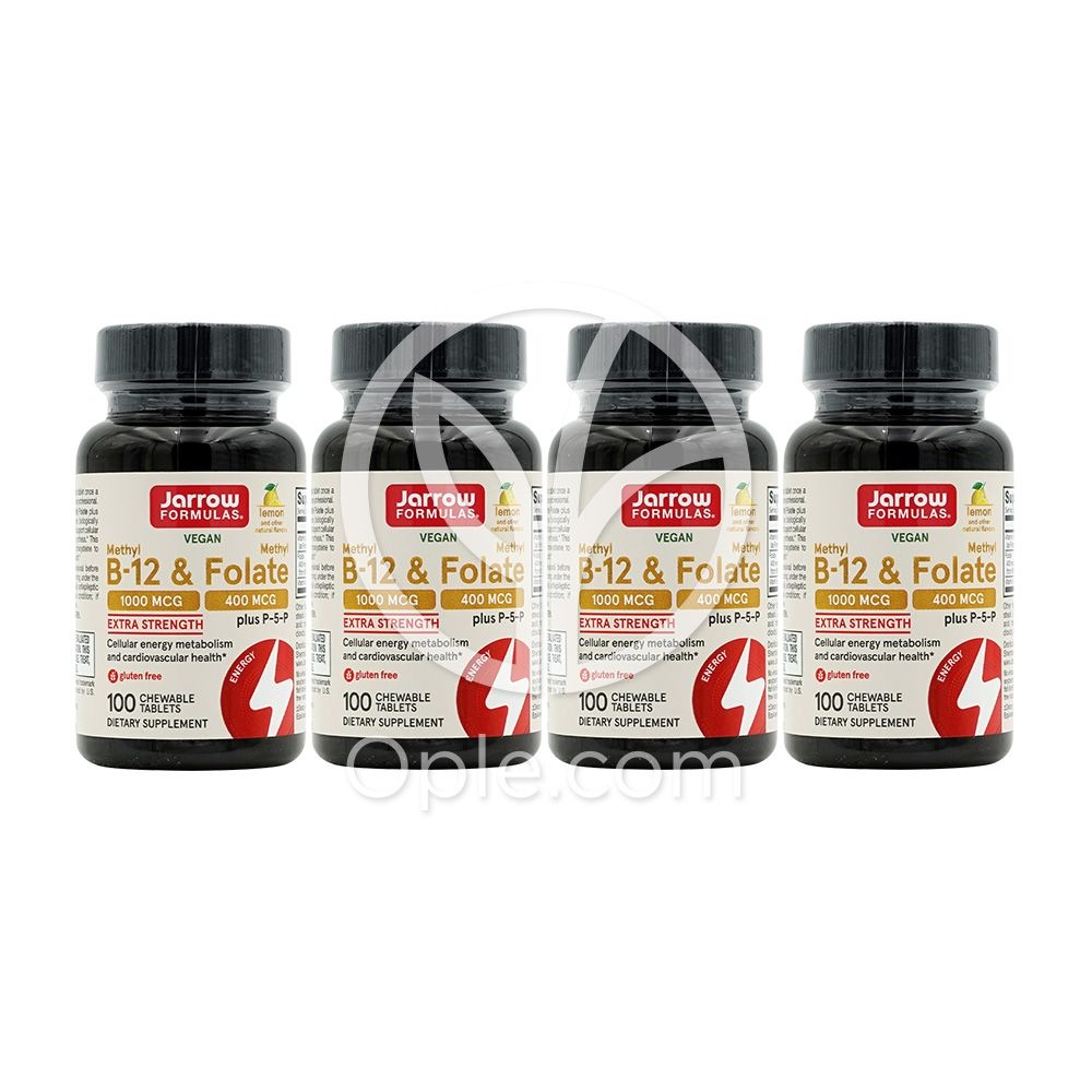 자로우포뮬러스 <b>메틸 B12 메틸 폴레이트</b> 플러스 P-5-P <b>레몬</b> 맛 100 츄어블 타블렛 4개