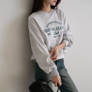 여성 자수 라운드넥 봄 맨투맨 데일리 간절기