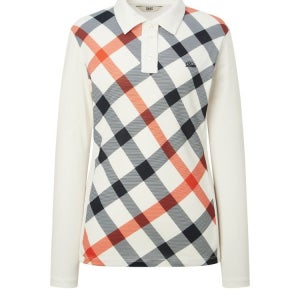 [닥스 골프 여성] 닥스 베이직 체크 스트레치 긴팔폴로티셔츠 WNTS4A901I2