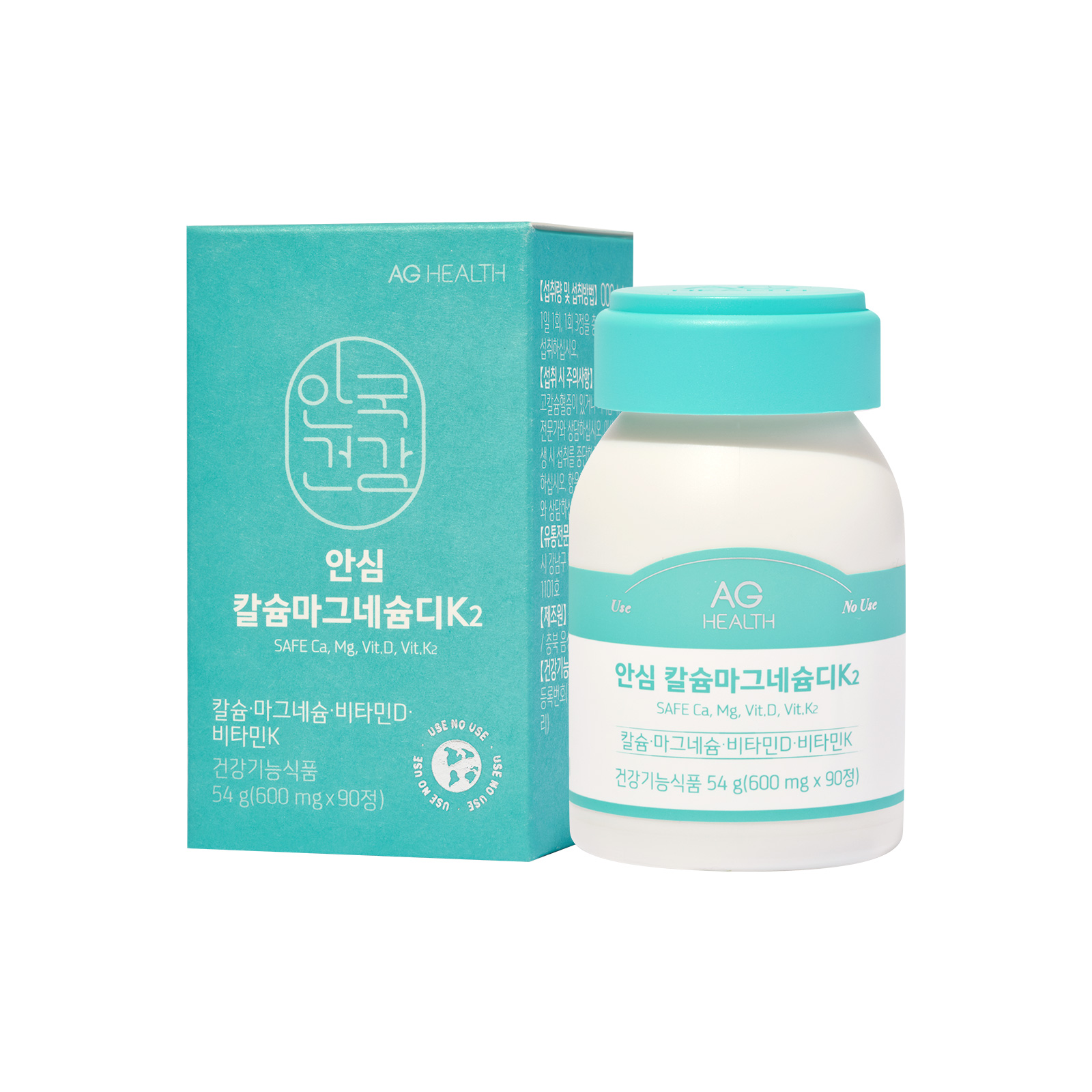 안국건강 안심 칼슘 마그네슘디 K2 600mg x 90정, 4개
