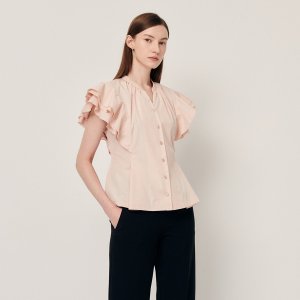 [지고트(OUTLET)] 논칼라 프릴 레이스 블라우스 (PINK) JP4A0BL459