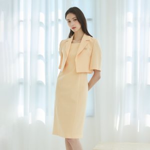 [지고트(OUTLET)] 슬릿넥 H라인 원피스 +재킷 세트 (YELLOW) JP4A0OP942