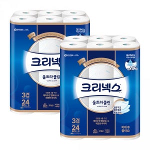 크리넥스  화장지 3겹 울트라클린 25m 24롤 2팩