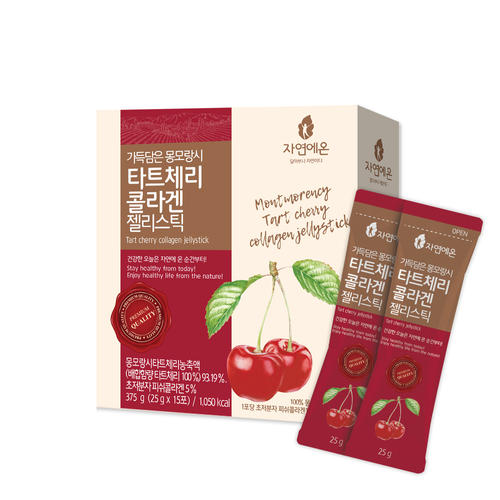 300Da 저분자 <b>콜라겐</b> <b>가득담은</b> 몽모랑시 <b>타트체리</b> <b>젤리스틱</b> 25g 15포 1박스