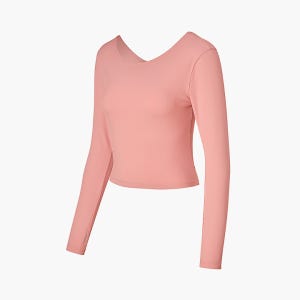 리브드 백슬릿 핑거홀 롱슬리브 멜로우핑크