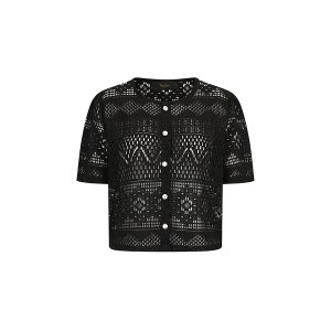 [더아이잗] 레이스 라운드넥 크롭 재킷 (BLACK) IP7P0JK011