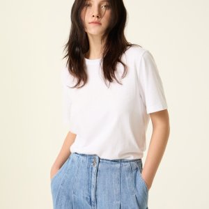 [바쉬] 화이트 로고자수 면 반팔티셔츠 SLTS5B003WT