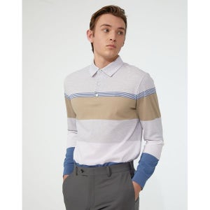 [닥스]  남성 블루 컬러블록 면혼방 긴팔카라티셔츠 WMTS3A021B2