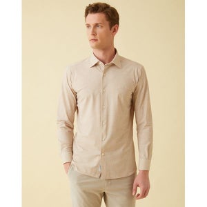 [닥스]  남성 베이지 멜란지 긴팔 캐주얼셔츠 DMSH3B005I2
