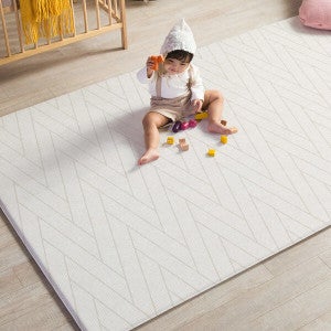 파크론 2P세트 더블헤링본 베이지 라퓨어 소프트 놀이방매트 고급대형 210x140x1.5cm