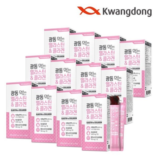 <b>광동생활건강</b> 갤러리아 광동 먹는 엘라스틴 저분자 <b>피쉬 콜라겐</b> 젤리 15포 12박스 / 히알