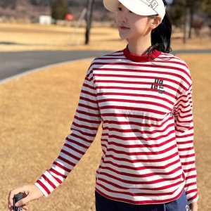 더블플래그 여성 트렌디템 여성 스트라이프 모크넥 긴팔티 DWTS5B110R2