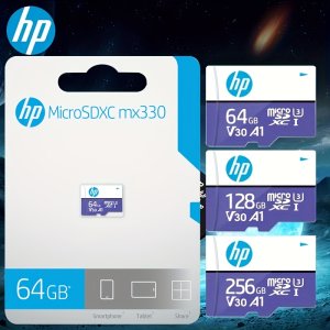 hp SDXC UHS-I U3 V30 A1 메모리 저장 장치 64GB/128GB/256GB - 스마트폰, PC, 스피커, 카메라와 호환 가능한 4K 울트라 HD 어댑터