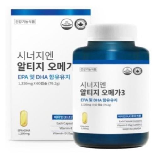 시너지엔 rTG <b>오메가3</b> 1320mg EPA 및 DHA 함유유지 60캡슐 2개월분