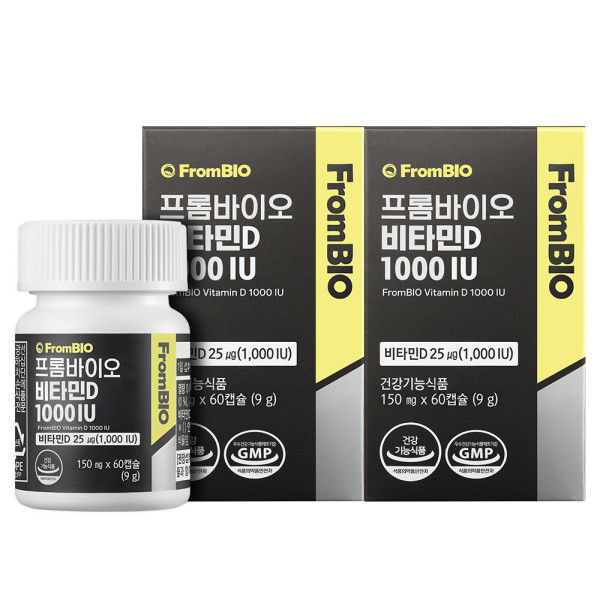 프롬바이오 <b>비타민D</b> 1000IU 60정x2병/4개월 항산화 햇빛 비타민