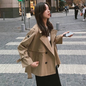 리즈어게인 베이직 숏 트렌치 코트