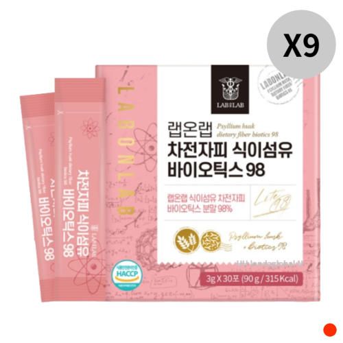 <b>랩온랩 차전자피 식이섬유</b> 바이오틱스 장건강 30포 X9