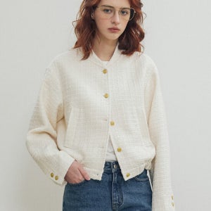 시야쥬 Siot4138 트위드 바시티 자켓_Ivory