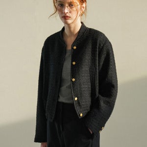 시야쥬 Siot4138 트위드 바시티 자켓_Black