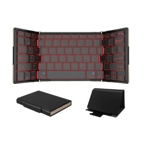 BOW 유선 레트로 미니 휴대 접이식 블루투스 키보드 듀얼모드 백라이트 ios/안드로이드/Win/Mac지원OK
