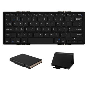 BOW 유선 무선 레트로 미니 휴대용 접이식 블루투스 키보드 듀얼모드 백라이트 iOS 안드로이드 Windows Mac 지원