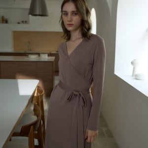 [함소] [2022SS]Viscose V-Neck wrap Dress 3color