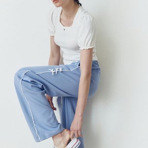 [마로이] Line velvet ribone Pants(Sora)